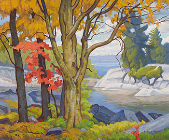 Rocky Shore, Clear Day in Autumn by Frederick Stanley Haines