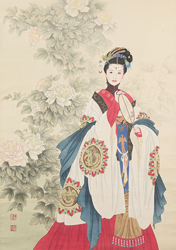 Beauty with Fan par Attributed to Wang Meifang