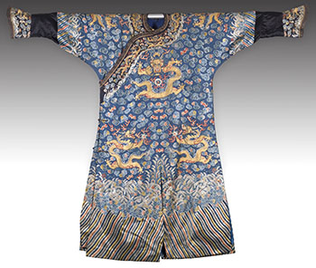 A Chinese Embroidered Silk Ground Dragon Robe, Jifu, Mid-19th Century by  Chinese Art