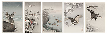 Five Shin Hanga Woodblock Prints par  Japanese School