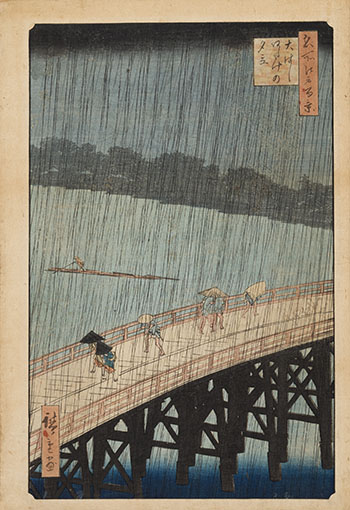 Sudden Shower over Shin-Ohashi Bridge and Atake par Ando Hiroshige