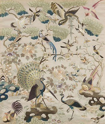 Chinese Silk Embroidered 'Birds of Paradise' Panel, 18th to 19th Century par  Chinese Art