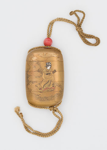 A Rare Japanese Gold Lacquer 'Heavenly Deity' Four Case Inro, 19th Century par  Japanese Art