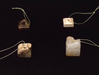 A Group of Four Chinese Jade Miniature Seals, Ming Dynasty par  Chinese Art