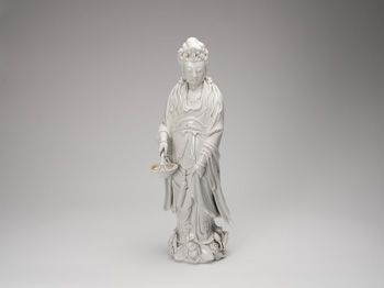 Large Chinese Blanc-de-Chine Standing Figure of Guanyin, 19th Century by  Chinese Art