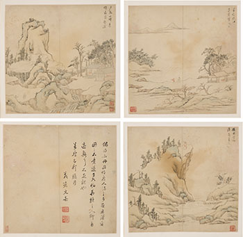 Landscape and Calligraphy Album by Wen Jia, Wang Zhideng
