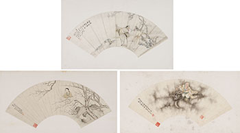 Qian Hui'an, Yan Kai, Xu Yuanfang, Three Figural Fan Paintings by  Chinese Art