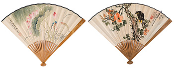 Wu Qingxia and Fei Changyuan, Two Folding Fans by  Chinese Art