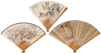 Pan Jin, Zhao Qipeng, Hu Tinglu, Ma Wanli and Others, Three Folding Fans by  Chinese Art