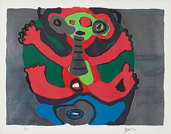 Boy Jumping on a Blue Hat, from the Happy Meeting Portfolio by Karel Appel