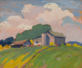 Farmhouse on a Hill par John William (J.W.) Beatty