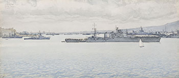 Italian Cruiser in Naples Harbour by Alexander Colville