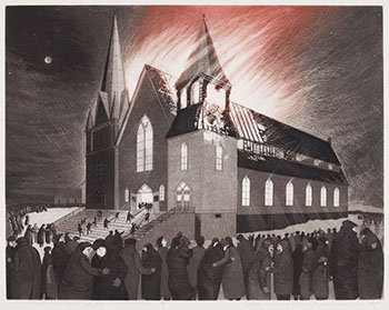 Wesleyville: Burning of the Methodist Church by David Lloyd Blackwood