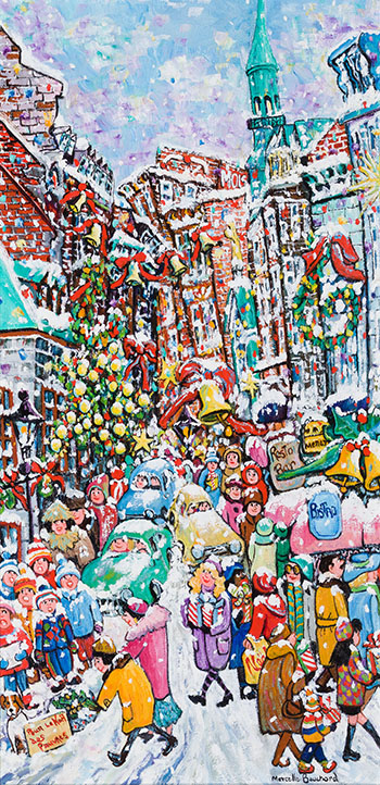 Veille de Noël, rue St. Paul, Vieux Montreal par Marcelle Bouchard