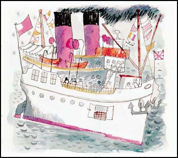 Steamship and Flags by Bertram Charles (B.C.) Binning