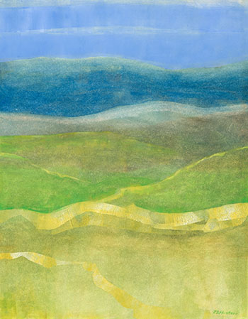 Landscape with Yellow Lines by Philippa Hunter