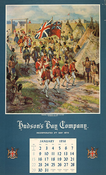 HBC 1956 Calendar ft. Adam Sherriff Scott - Trading Ceremony at York Factory (#00126) by Hudson's Bay Company 