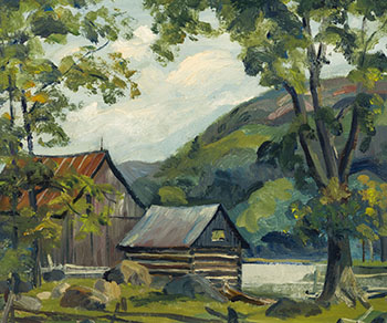 Cabin in a Mountain Landscape (#00480) by James William (Jim) Shortt