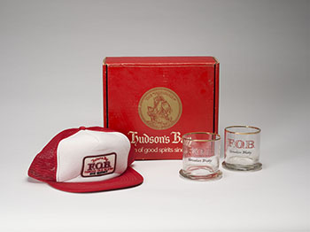 HBC Famous Old Blend Rye Whisky Baseball Hat, Glasses and Box by Hudson's Bay Company 