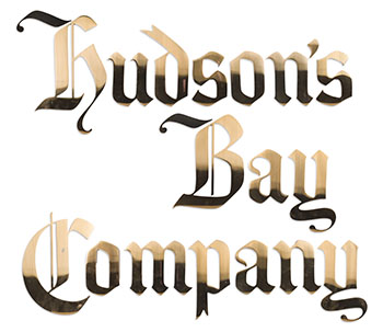 “Hudson’s Bay Company” Metal Letters from 401 Bay Street Executive Floor (#0545) (Heffel-1115) par Hudson's Bay Company 