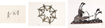 Three works: Skipping (00434), Dance (00598), Disguised Archer (00612) by Various Inuit Artists