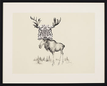 Moose with Coat of Arms (#216) by Ronald Searle