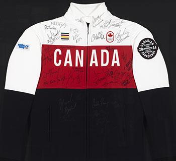 Framed and Signed Team Canada Podium Jacket, 2014 (#0539) by Hudson's Bay Company 