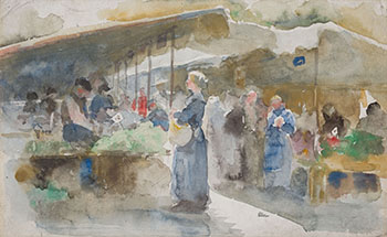 Marketplace, Moret-sur-Loing by Laura Adelaine Muntz Lyall