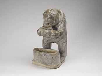 Inuk Drinking from a Stone Vessel by Junasi Tuluga