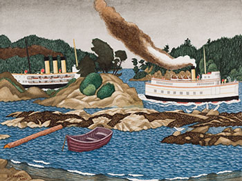 Coastal Boats Near Sidney, BC by Edward John (E.J.) Hughes