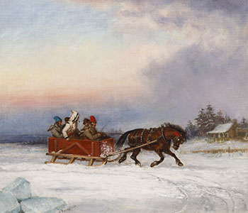 Five Habitants Driving in Winter by Cornelius David Krieghoff