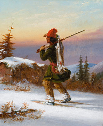 Indian Hunter in Snowshoes by Cornelius David Krieghoff