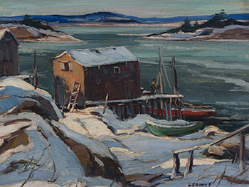 Winter Fishing Village by Frank Leonard Brooks