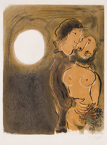 Couple en ocre par Marc Chagall