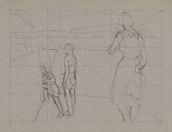 Study for Family in Rainstorm (AC00420) by Alexander Colville