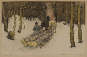 Wood Cutter and a Horse Drawn Sleigh by Frederick Simpson Coburn