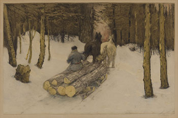 Wood Cutter and a Horse Drawn Sleigh par Frederick Simpson Coburn