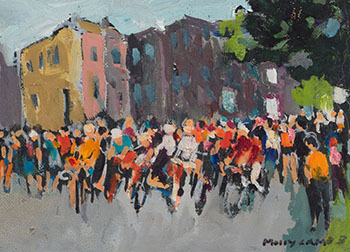 Street Scene with Cyclists par Molly Joan Lamb Bobak