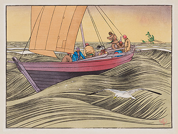 York Boat on Lake Winnipeg by Walter Joseph (W.J.) Phillips