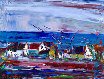 Quebec Village with Figures by Samuel Borenstein