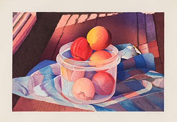 Peaches in a Plastic Pot by Mary Frances Pratt