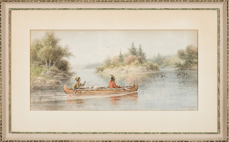 Two Canoeists and their Dog par Frederick Arthur Verner