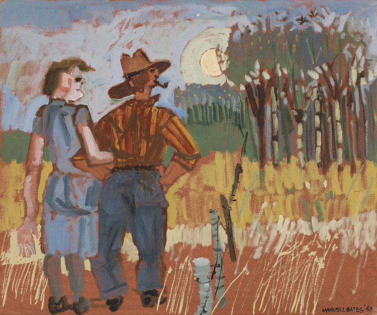 Foothills, Farm Couple, Moonrise by Maxwell Bennett Bates