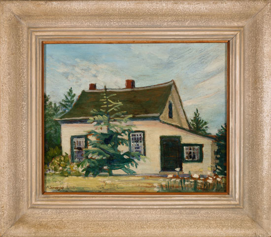 White Painted Farmhouse / Shorescape (verso) par Anne Douglas Savage