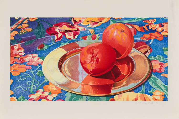Mangoes on a Brass Plate by Mary Frances Pratt