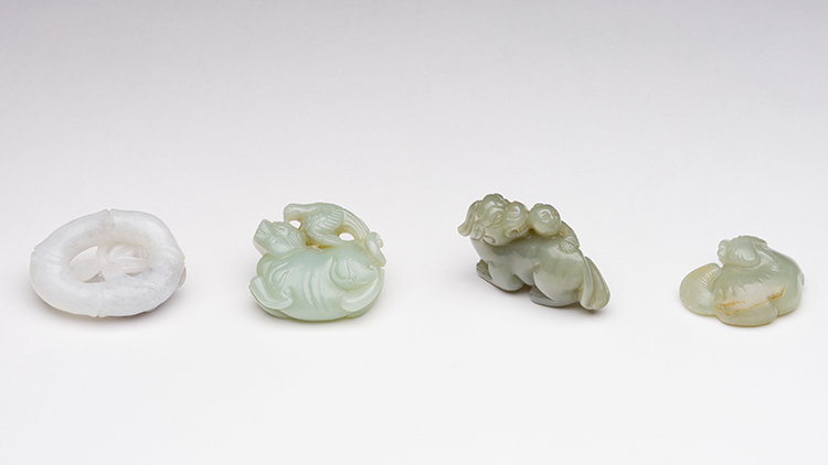 Four Chinese Celadon Jade Carvings of Animals, 20th Century par  Chinese Art