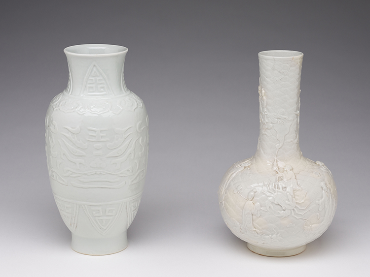 Two Chinese White Glazed Bottle Vases, 18th/19th Century by  Chinese Art