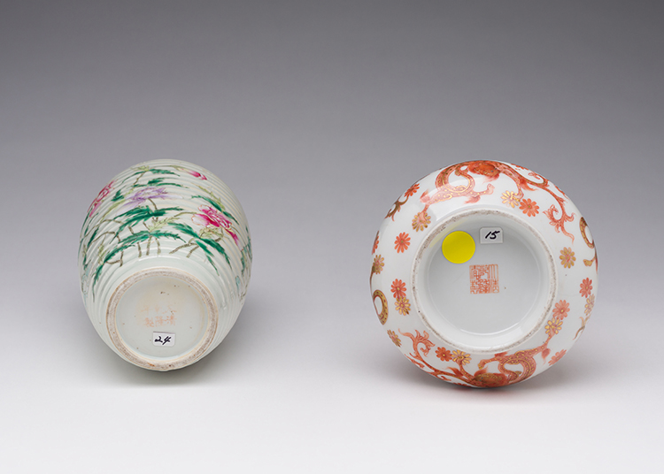 Two Chinese Polychromed Bottle Vases, Republican Period, Early 20th Century by  Chinese Art
