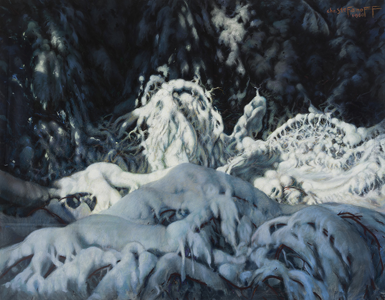 Paysage hivernal by Christo Stefanoff