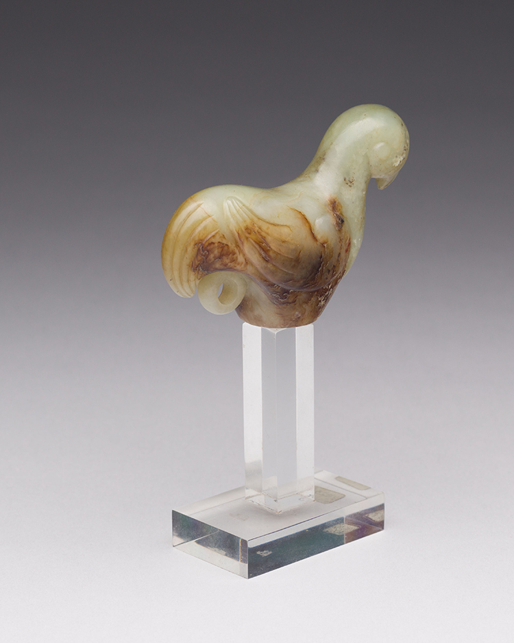 Rare Chinese Mottled Celadon Jade Parrot-Form Cane Handle, Ming Dynasty (1368 - 1644) par  Chinese Art